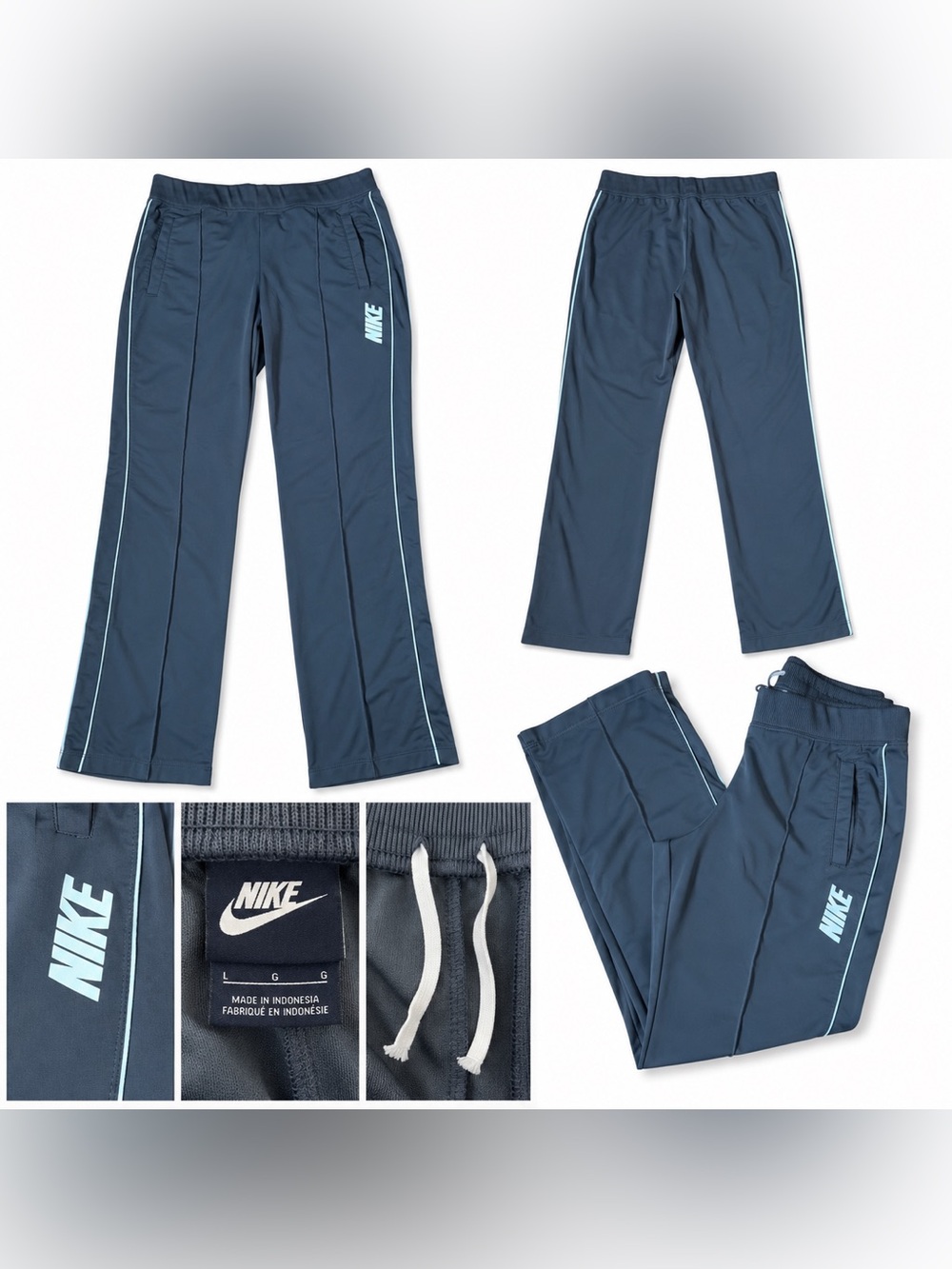 Nike Women’s Gray Athletic Track PantsSize Large Dri-FIT Straight Leg Drawstring